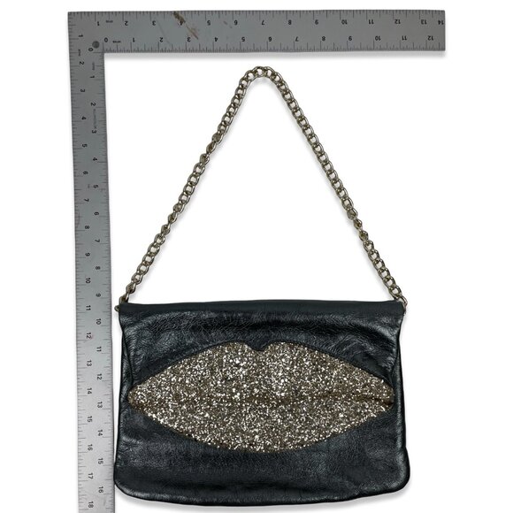 Just Cavalli Glitter Lips Shoulder Bag – Vintage Leather w/ Silver Chain - Picture 14 of 16